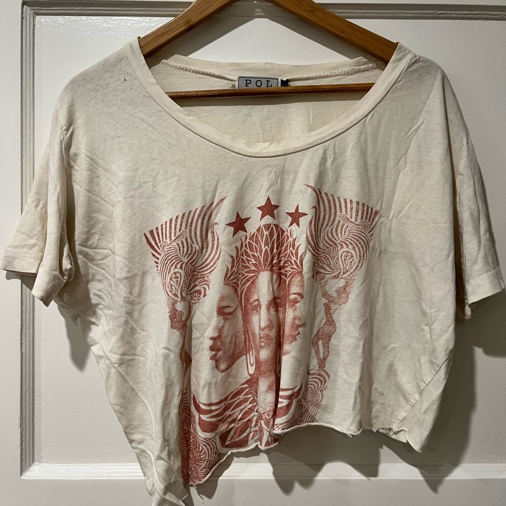 Distressed cropped t shirt